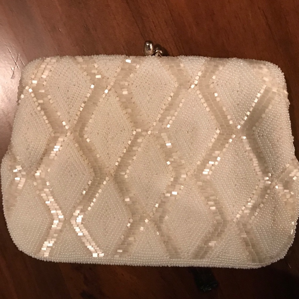 Beaded wedding clutch hand bag 5” x 7”